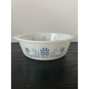 VTG Ovenware Serving Dish Cornflower Blue Daisy Motif Retro Kitchen Decor 1.5 Qt